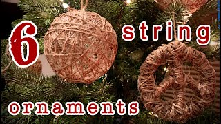 Lots of Dollar Store Materials: 6 Jute String Ornaments. Step-by-Step DIY How to Guide