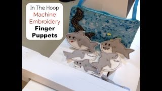 Machine Embroidery Finger Puppets: Shark Family