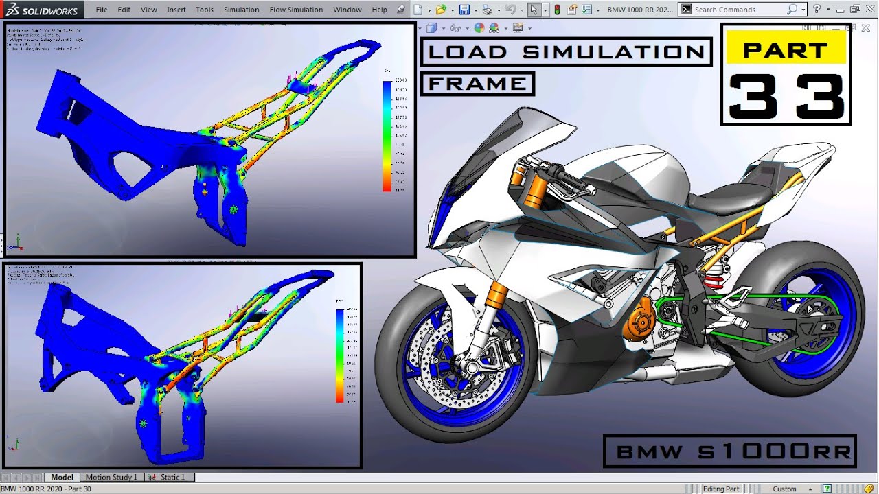 3D Modeling BMW S1000 RR 2020 using Solidworks Part 33 [ Frame load