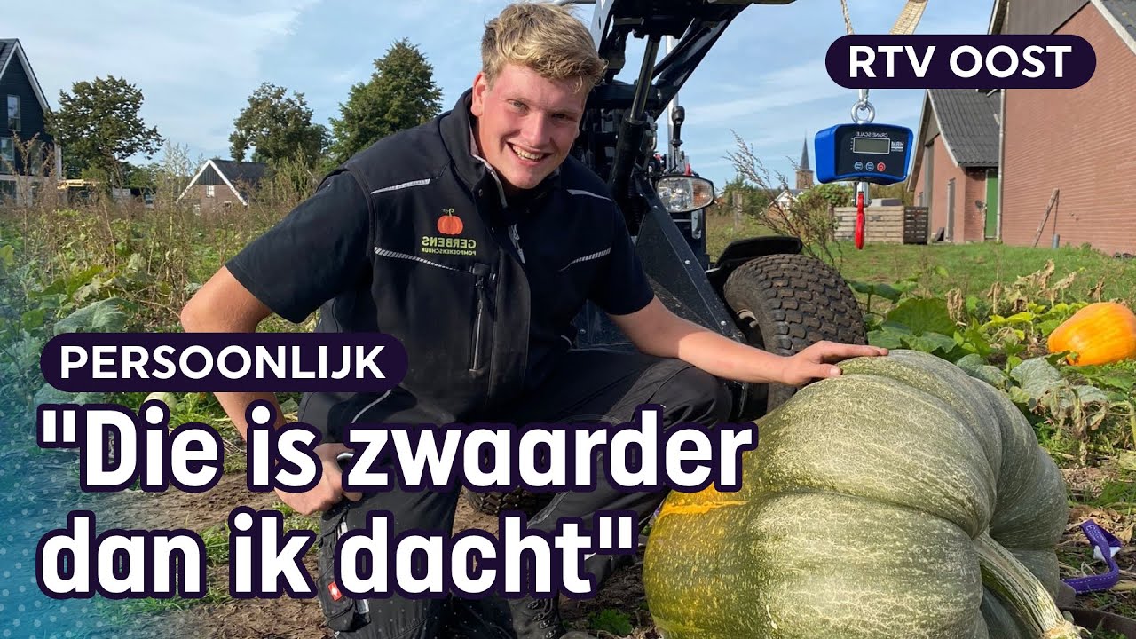 NK Pompoenwegen: Is de pompoen van Gerben (20) de zwaarste van het land? | RTV Oost