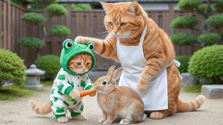 Ginger Kitten Secretly Brought a Rabbit Home… and Mama Cat Found Out 🐰😿