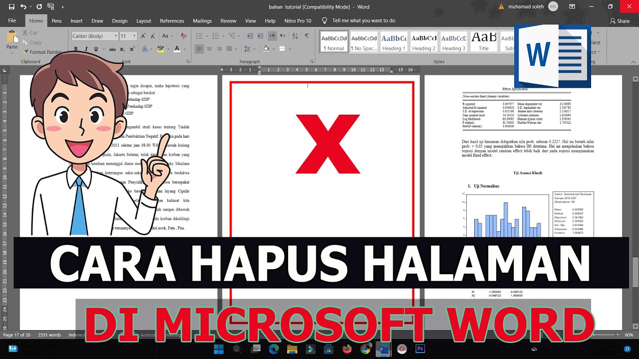 Cara hapus halaman kosong di tengah microsoft word youtube
