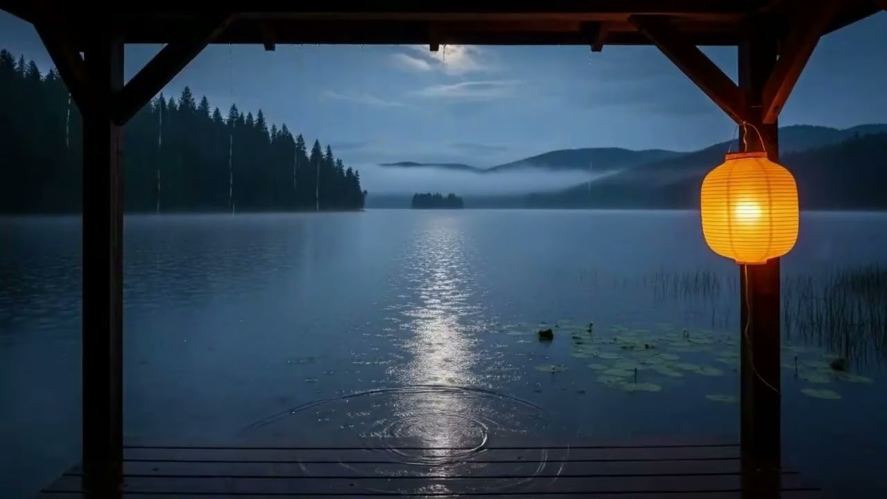 Moonlit Rain on the Lake 🌙 | Rain Sounds & Relaxing Piano for Deep Sleep
