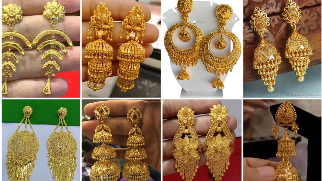 Unique Gold Earrings Designs /Gold Jhumka Design - YouTube