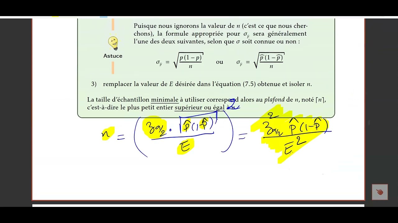 7.3.3 Comment déterminer la taille d'échantillon à partir de la marge d