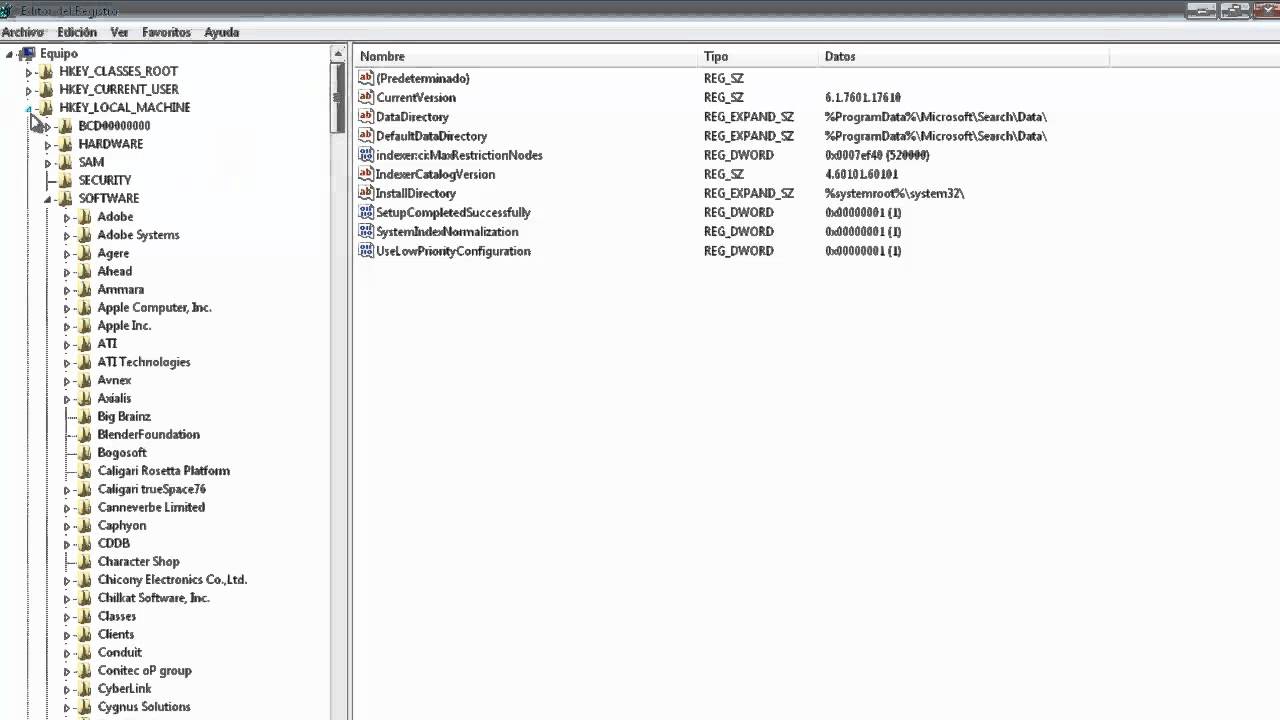 Como acceder al registro del sistema con Regedit en windows 7 YouTube