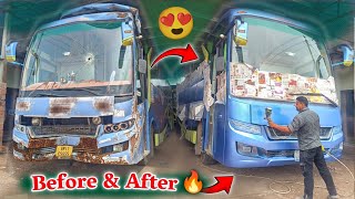 Bus Minor Repair & Full Paint Job Side Panel Replacement & Finishing How Toxy