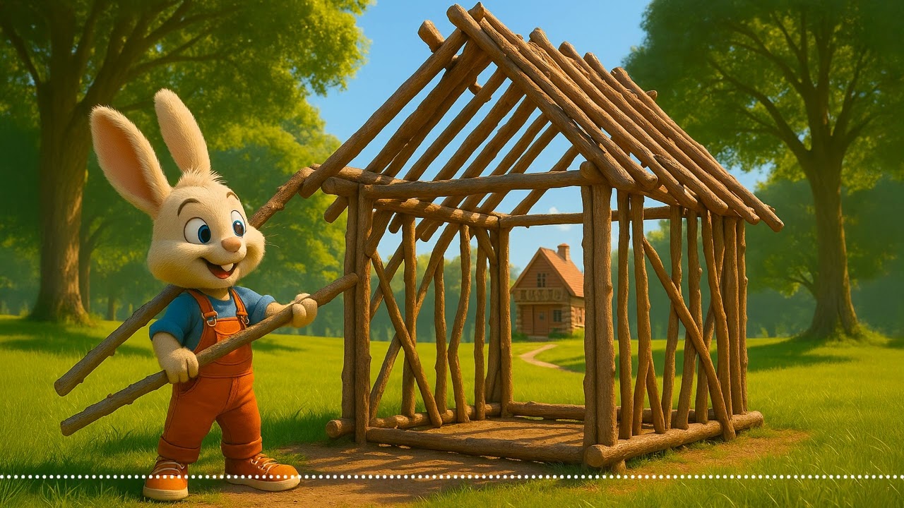 Petit Lapin construit une cabane