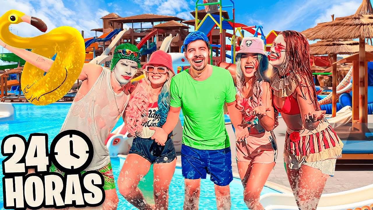 24 HORAS E DESAFIOS NOS MELHORES PARQUES AQUÁTICOS DE TODOS!! FOMOS NOS MELHORES PARQUES - INSANO