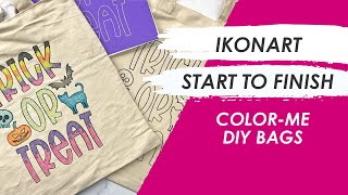 Ikonart Project Start To Finish | DIY Color-Me Trick-or-Treat Bags with Ikonart Stencil