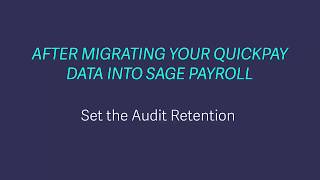 Quickpay to Sage Payroll post-migration task 5
