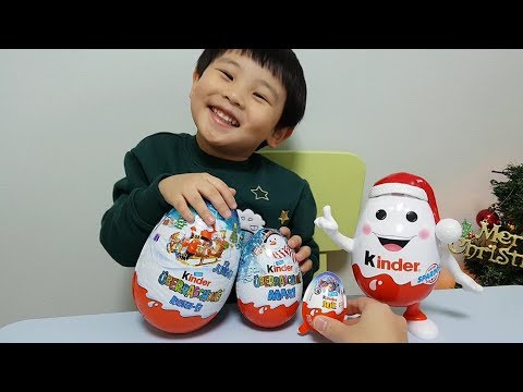 크리스마스 킨더리노가 정우에게 선물을 가져왔어요!! 킨더조이 서프라이즈 에그 kinder surprise egg christmas egg [정우랑 까불까불]