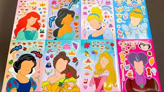 [ToyASMR] Satisfying with Sticker Book Dress Up Disney Princess Ariel,Snow White,Belle,Cinderella,