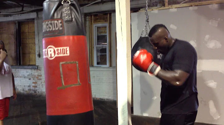 Here's Ernest "Zeus" Mazyck working the heavy bag ...