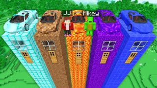 Mikey and JJ Found TALLEST HOUSES with SUPER CARS in Minecraft