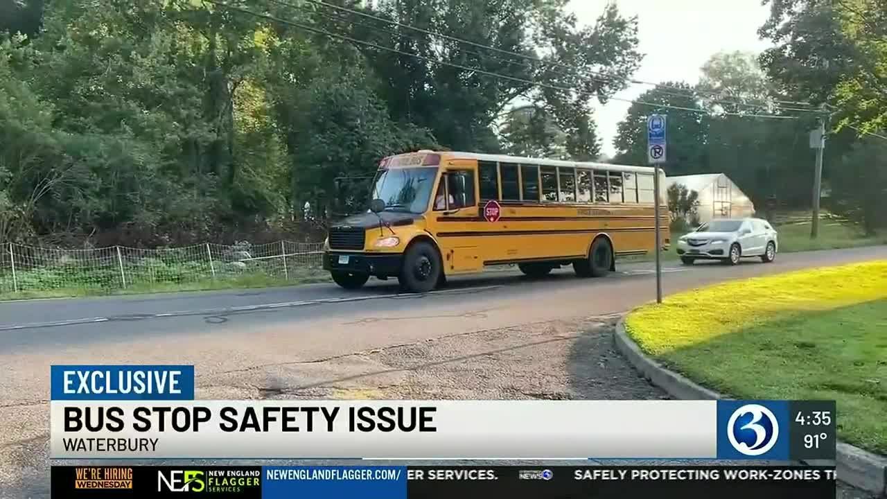 Bus stop safety issue in Waterbury - YouTube