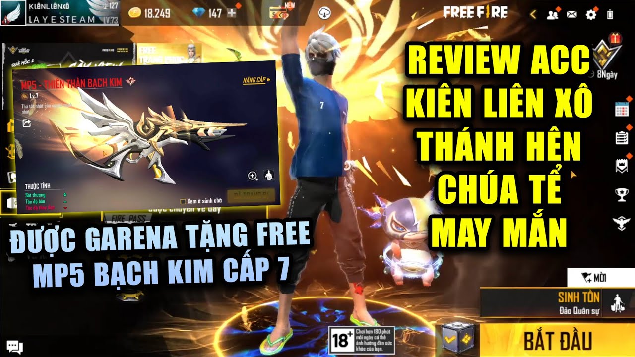 Free Fire | Review Acc KiênLiênXô Thánh Hên Được Garena Tặng FREE MP5 Bạch Kim Cấp 7 | Rikaki Gaming