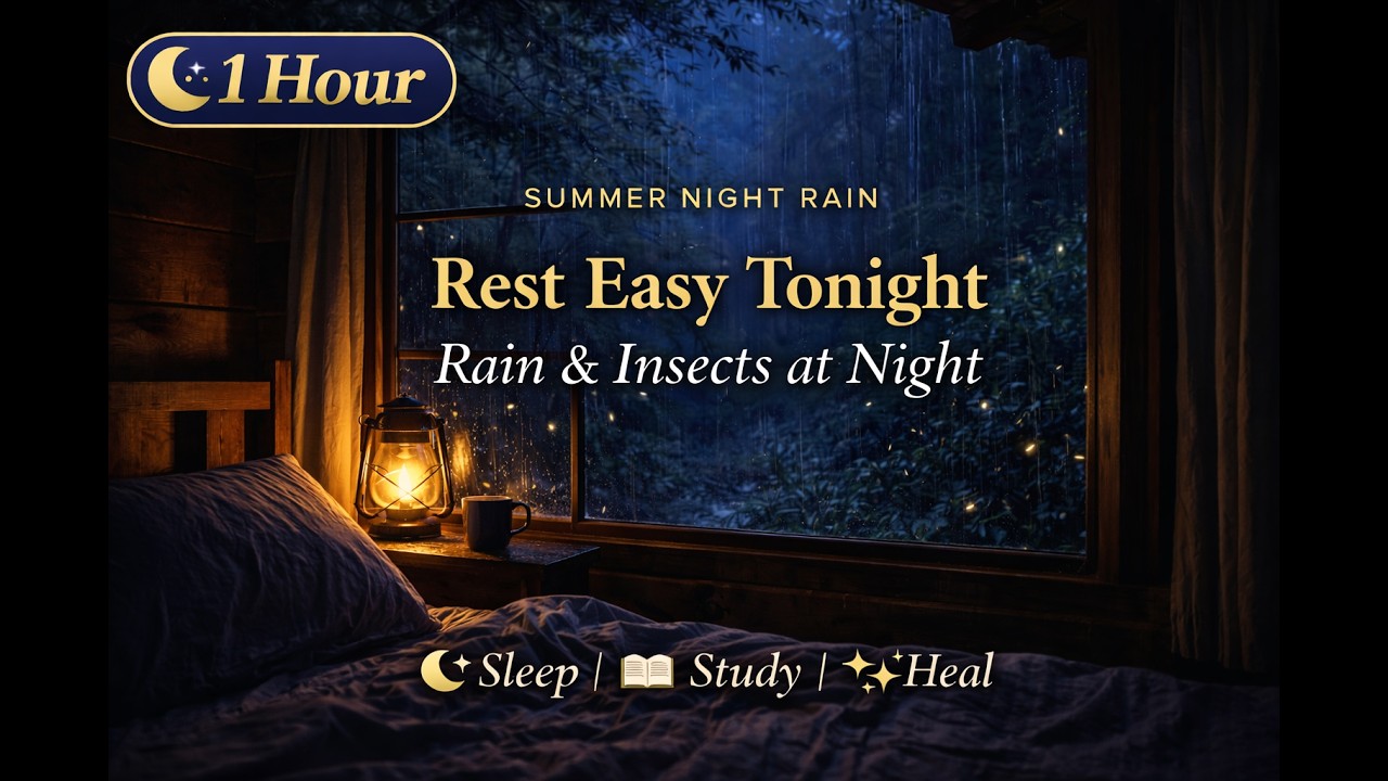Rest Easy Tonight—Rooftop Rain & Summer Insects (1H)