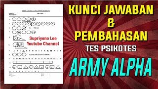 KUNCI JAWABAN Tes Psikotes Army Alpha 2 Lengkap dengan Pembahasan