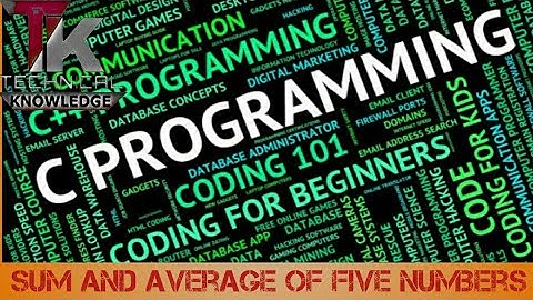 Sum and Average of five numbers in C-programming