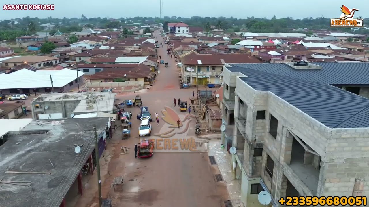 Drone Shot of Mampong Kofiase... fastest growing business  town in Ashanti Region...
