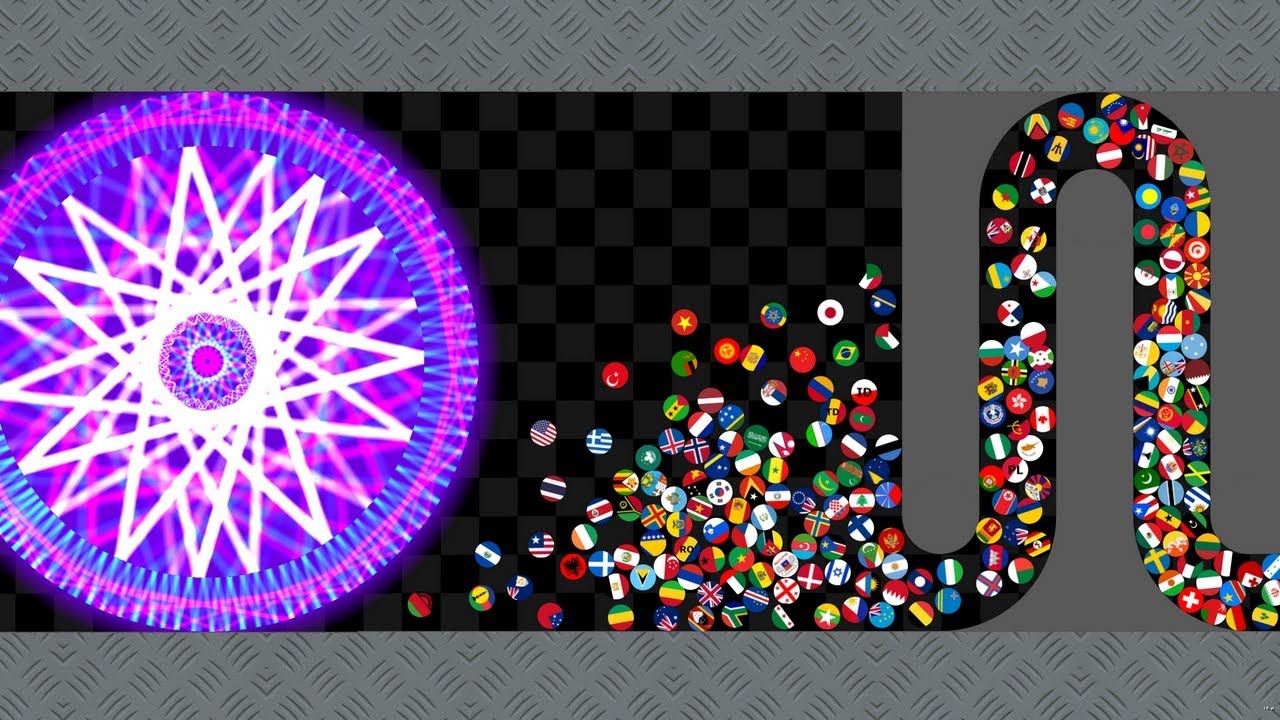 Escape from The Core - Countries Marble Race in Algodoo