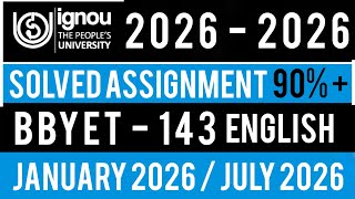 BBYET 143 Solved Assignment 2026 ENGLISH | BBYET 143 SOLVED ASSIGNMENT JANUARY 2026 - JULY 2026