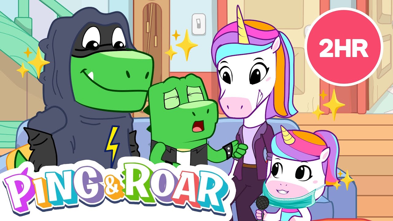 ALL of Ping & Roar: Season 1! | 2 HOURS | Dinosaur Unicorn | Cartoons for Kids!