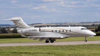Catreus Bombardier Challenger 350 G-OOEG departing from Cambridge
