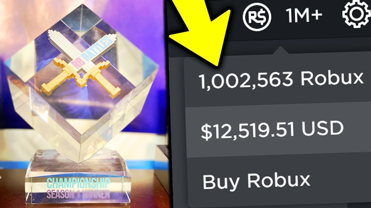 I Won The Rb Battles Championship 1 Million Robux Roblox Youtube - 10 million 1 million robux