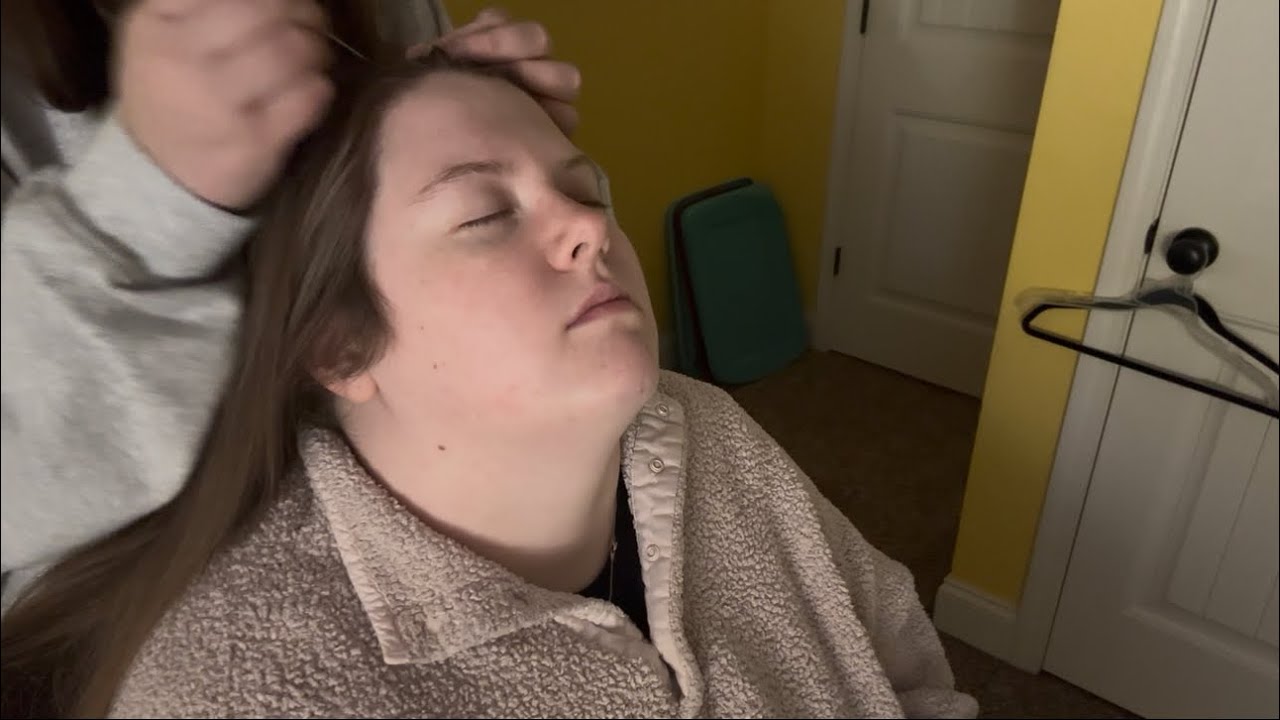 ASMR | relaxing scalp, head, and neck massage and scalp check ✨