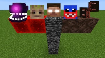 what if you create HEROBRINE SIREN HEAD HUGGY WUGGY WITHER STORM GROOT in MINECRAFT