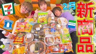 【大食い】ドキドキ2月のコンビニ新商品を大紹介！！！！【エミリン】