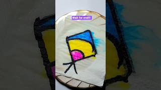 tissue paper magic drawing. emoji color mixing. #art #drawing #satisfyling #trending #shorts