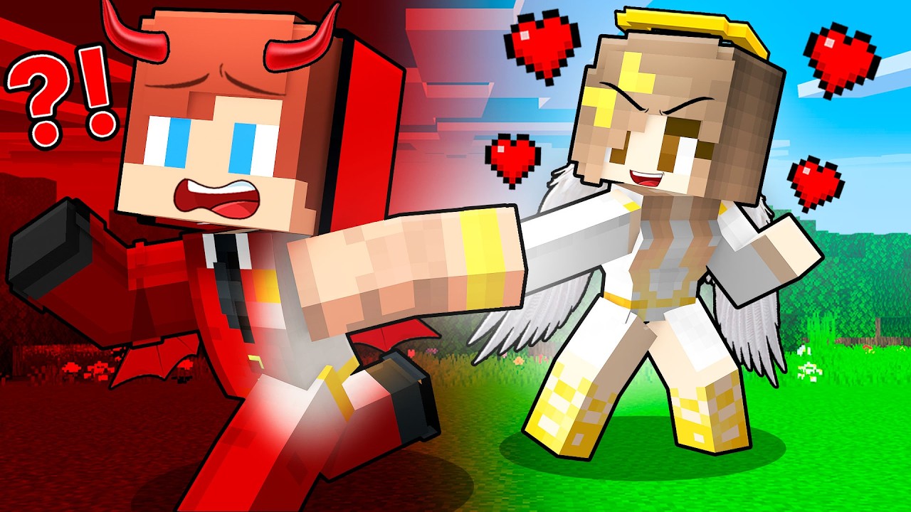 The Lover Angel Girl wants to turn JJ Devil into Angel (Maizen Minecraft)