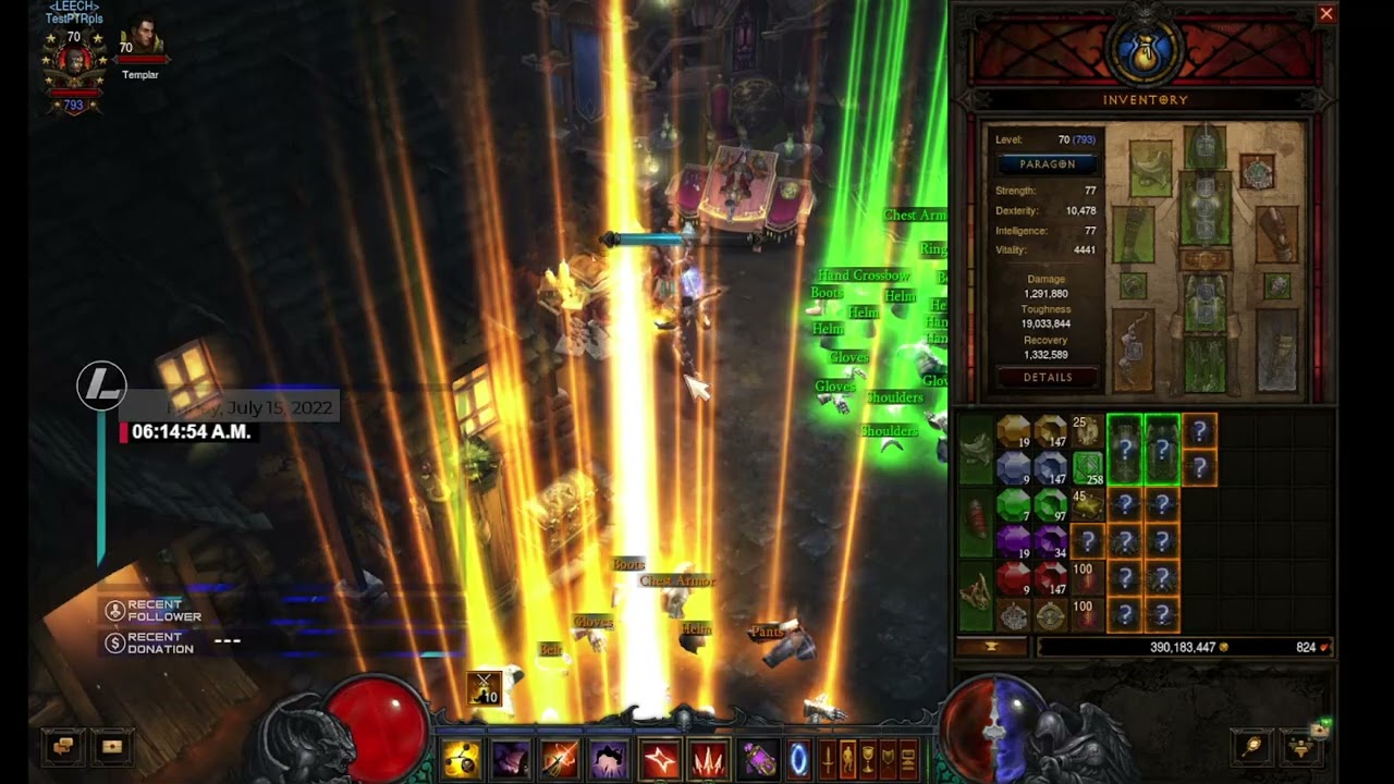 PTR 2.7.4 D3 15July2022 - GR 95 (No augs), then more Cube Reforges, then GR 95 with Augs