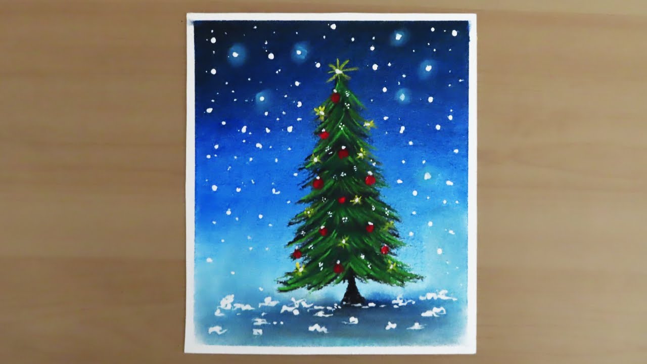 Christmas Tree Drawing & Painting for Beginners with Soft Pastel ...