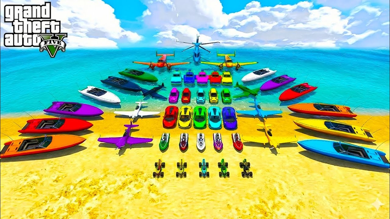 Epic Stunt Car Racing Challenge in GTA V: Spider-Man, Heroes & Friends with Cars, Planes & Boats!