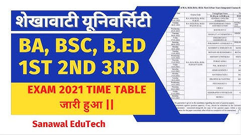 शेखावाटी यूनिवर्सिटी B.A B.Sc B.Ed 1st 2nd 3rd Exam 2021 Time Table जारी हुआ । Pdusu Exam Date !