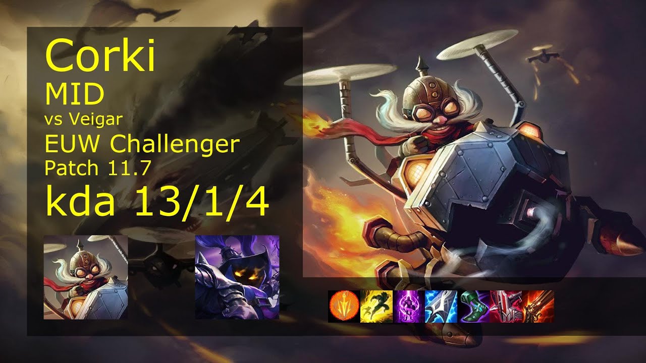 Corki Mid vs Veigar - EUW Challenger 13/1/4 Patch 11.7 Gameplay