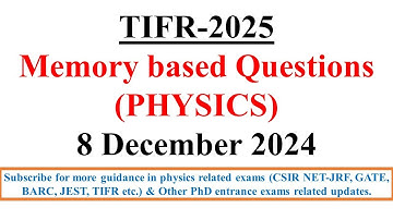 TIFR 2025 (Physics)|| Solution of Memory based questions || #tifrphysics