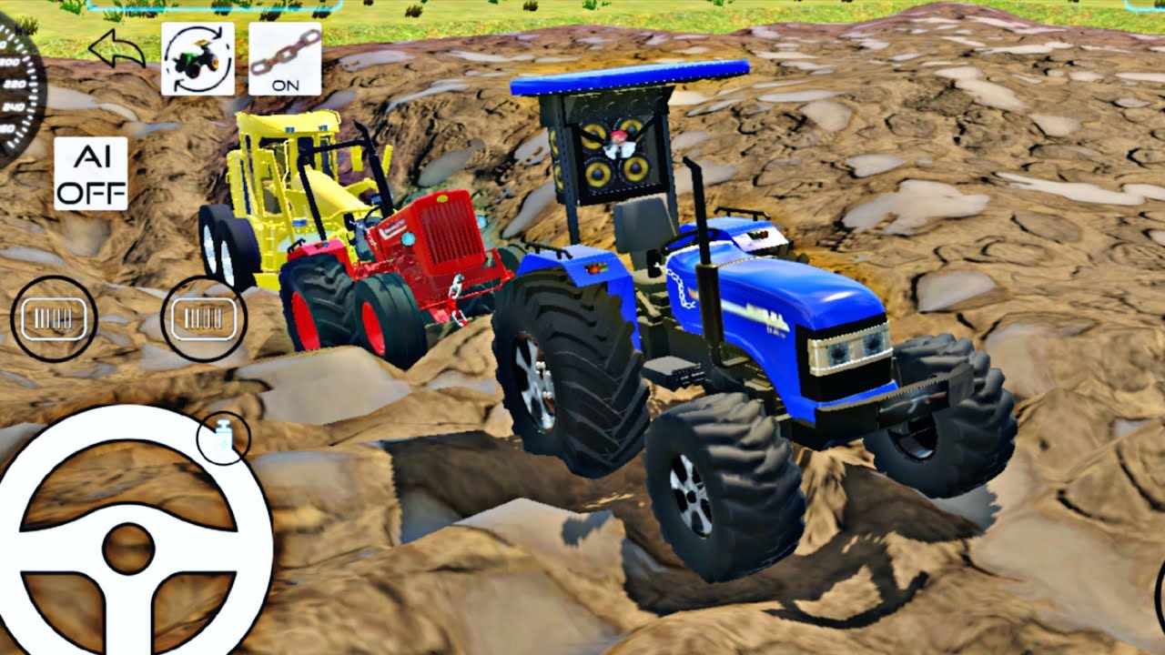 💥Three tractors rescue dumper from mud in game💥 | tractor wala game 