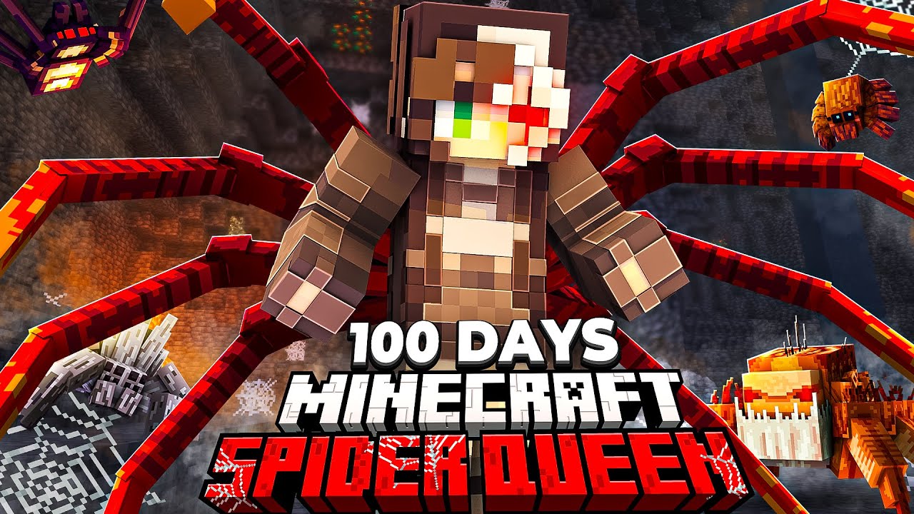 I Spent 100 Days as the SPIDER QUEEN in a Spooky Minecraft World!
