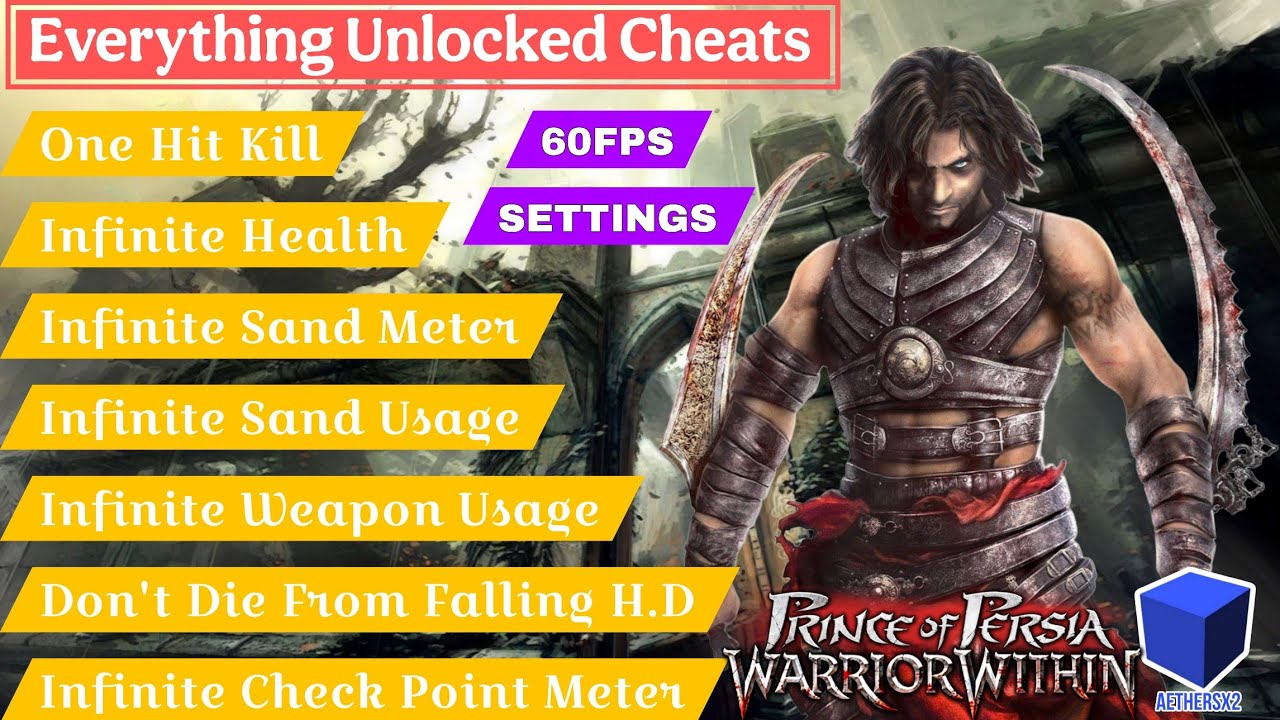 Prince of Persia Warrior Within Aethersx2 Everything Unlocked Cheats Code + 60FPS Working All Device