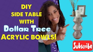 DIY side table made from DOLLAR TREE BOWLS!😱 #diy #dollartree #craft