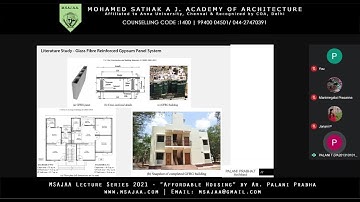 MSAJAA Lecture Series 2021 - "Affordable Housing" By Ar. Palani Prabha