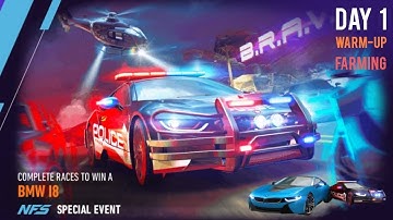 BMW I8 ( B.R.A.V.O ) day 1 Farming | Need for speed: no limits