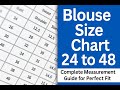 Blouse Size Chart 24 to 48 | Complete Measurement Guide for Perfect Fit