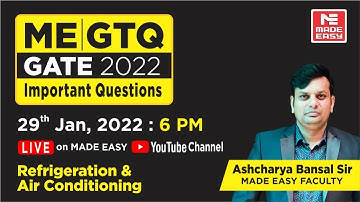 GATE Through Questions (GTQ) | GATE 2022 | ME | RAC | By Ashcharya Bansal Sir | MADE EASY