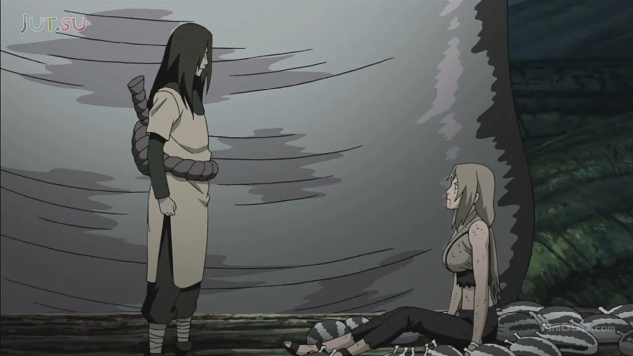 Орочимару, Суйгецу, Карин спасают Цунаде